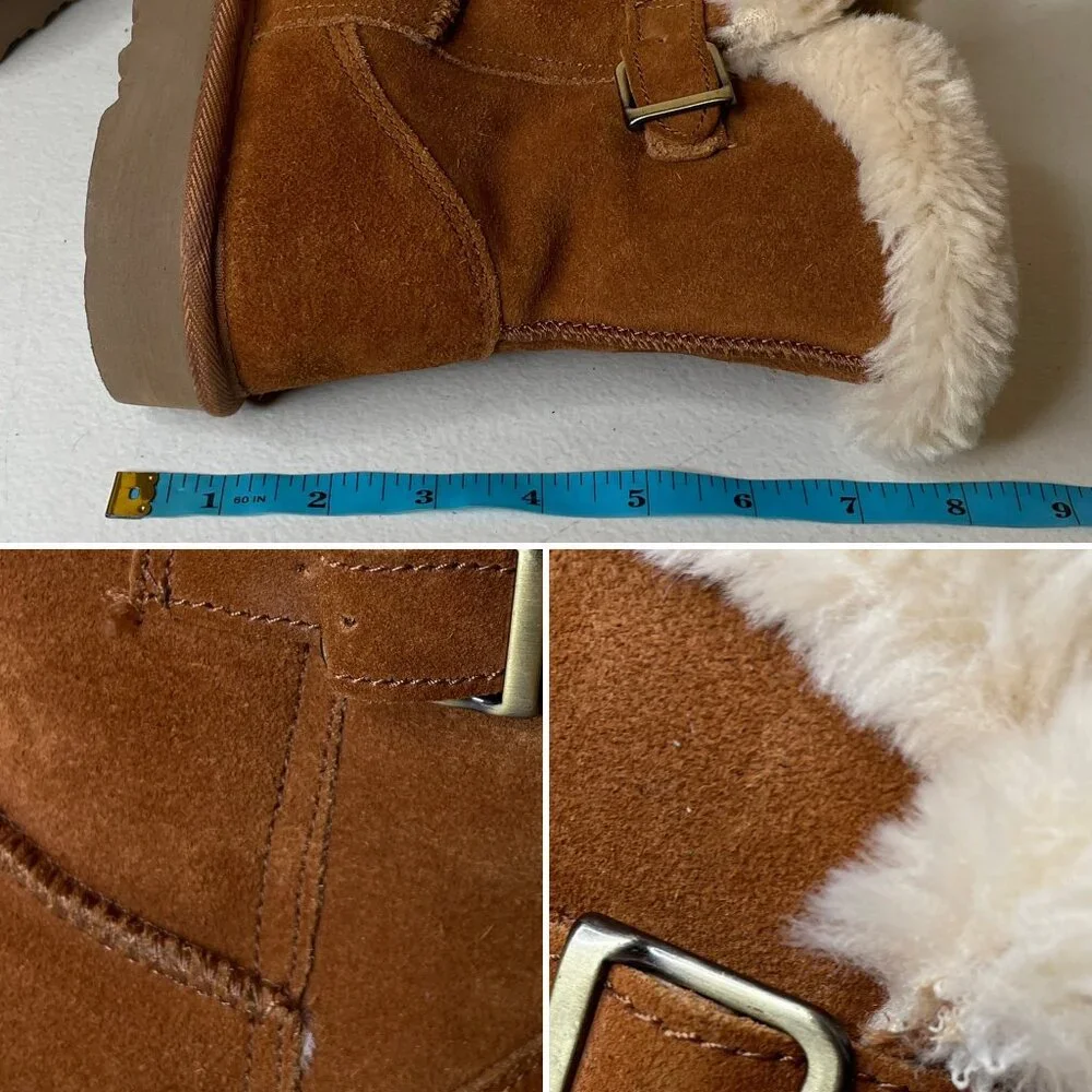 Macy's Style & Co Brown Suede Leather Faux Fur Lined Boots Size 7